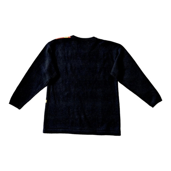 Chunky Knit Sweater Color Blocks Beaded Embroidery Retro Vibe XL - Picture 7 of 7